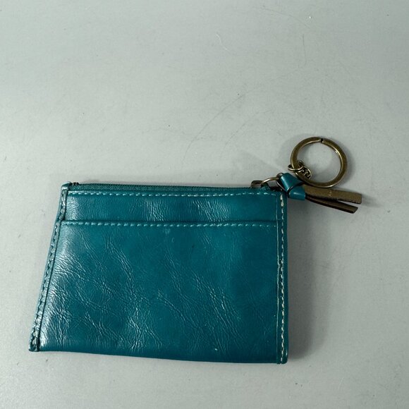 Coach Teal Patent Leather Card Case w/ Keychain - Picture 6 of 13